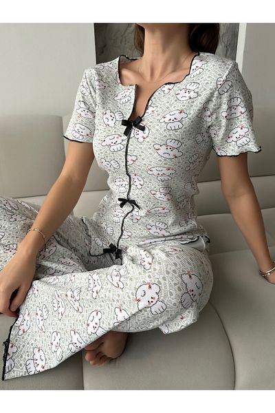 pijamania Set de pijamale cu mânecă scurtă din bumbac cu modele