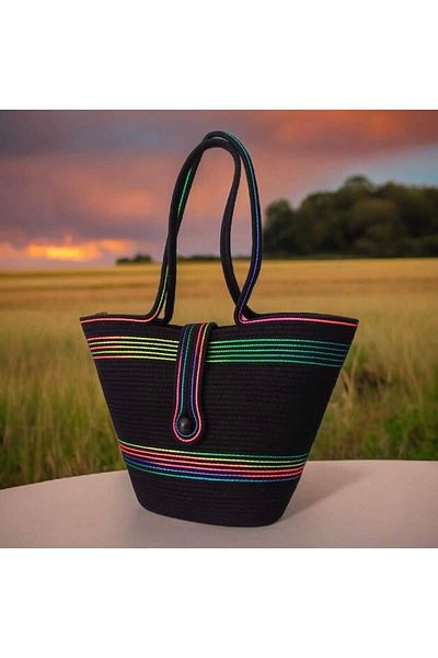 Hediyeninellitonu Μεγάλη τσάντα παραλίας σε χρώμα άχυρο - Casual Handle Design, Προσαρμοσμένη Χειροποίητη Τσάντα