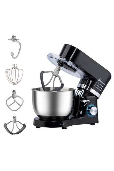 STARCREST Robot de bucatarie STARCREST SKM-1500BK, 1500W, Bol 5.5 L Inox, 5 Accesorii, 6 Viteze