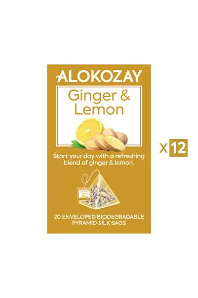Alokozay Ginger & Lemon Tea - 20 Silken Pyramid Tea Bags (Biodegradable) X Pa...