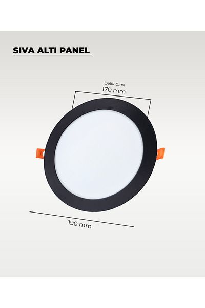 AC AYDINLATMA 15W Flush Mount Round Black Led Panel White Light
