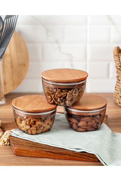 Madame Coco Aufbewahrungsbox mit Holzdeckel 380ml 3St