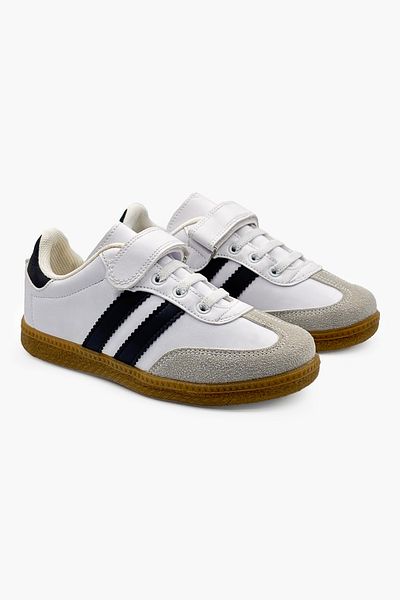 Beınsteps Pantofi sport pentru copii Velcro alb negru Pantofi sport pentru copii