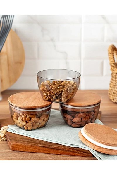 Madame Coco Aufbewahrungsbox mit Holzdeckel 380ml 3St