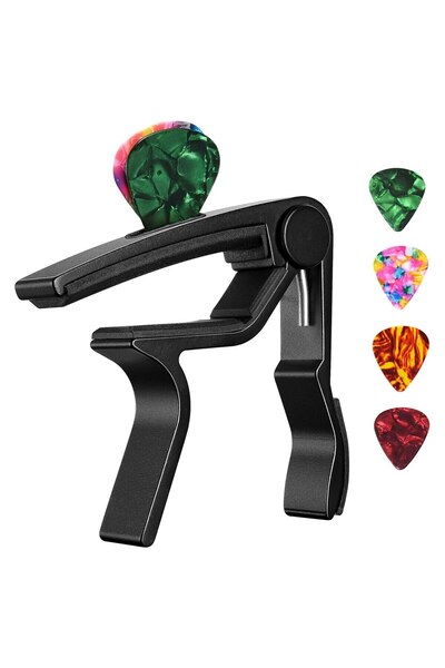 choice2 مشبك ضبط كابو جيتار أسود، حامل معدني ممتاز، مناسب للجيتارات الصوتية و...