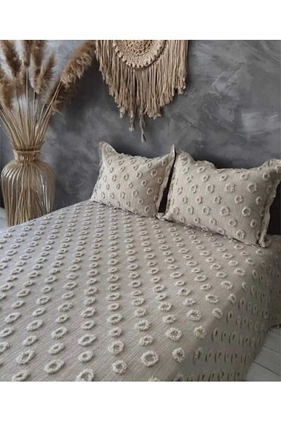 diabella 3 Piece Double Bedspread with Pompom Pattern