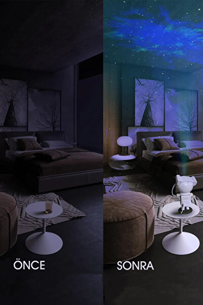 AVİGO Gökyüzü Projeksiyon Gece Lambası Çocuk Odası Kumandalı Astronot Projektör Uzay Gece Aydınlatması