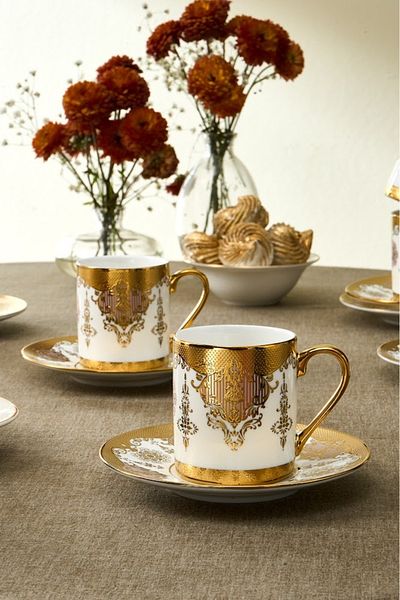 Karaca Azize Coffee Cup Set for 6 People 80 ml