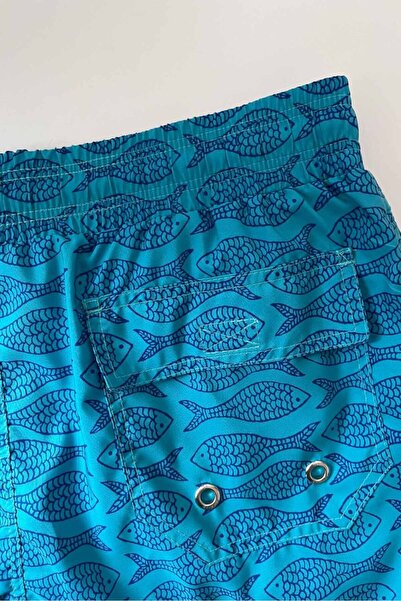 AYYILDIZ Ανδρικό σορτς κολύμβησης με σχέδιο ψαριού τιρκουάζ 845