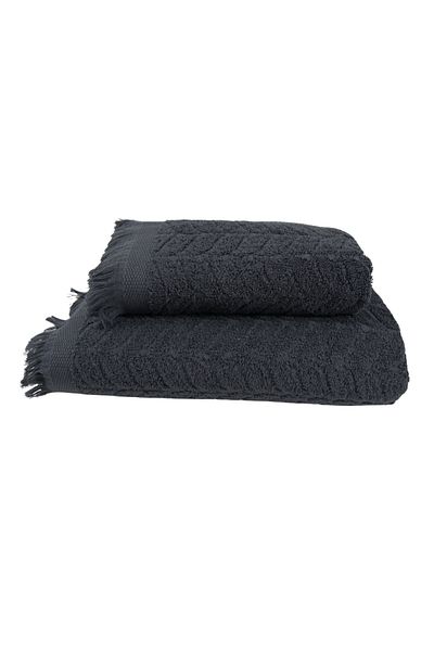 Class Home Collection Set of 2 highly absorbent towels, 100% Jacquard Cotton, 430 gsm, 50x100cm+70x140cm, Ireneus, Gray