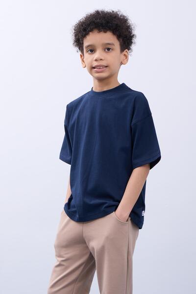 Perendi Μπλουζάκι από 100% βαμβάκι Double Here To Stay - Μπλουζάκι Double Boy Oversize Ecru/Indigo