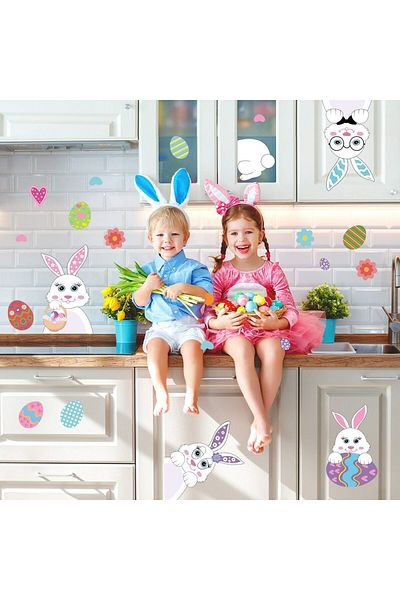 Blulu Set 8 foi cu stickere de Paste pentru fereastra Blulu, vinil, multicolor