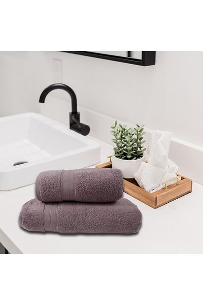 Class Home Collection Set of 2 highly absorbent towels, 100% MicroCotton, 430 gsm, 50x100 cm + 70x140 cm, Nicander, Lilac
