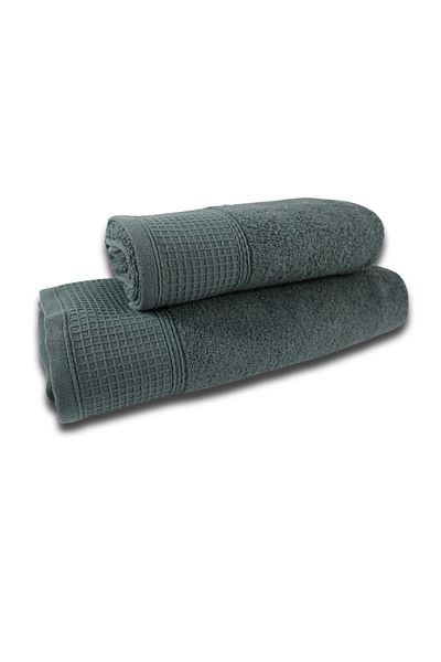Class Home Collection Set of 2 absorbent towels, 100% Cotton, 480 gsm, 50x100 cm + 70x140 cm, Nicodemus, Anthracite