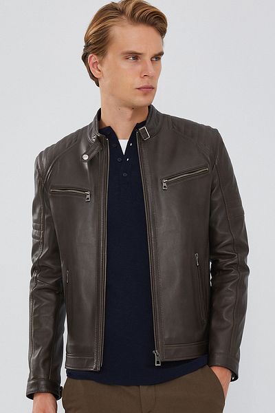 Derimod Paul Men's Sports Leather Jacket - Mink 23wge650347