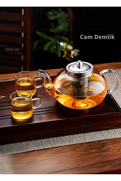 Jet's Home Heat Resistant 1000ml Glass Teapot Herbal Tea
