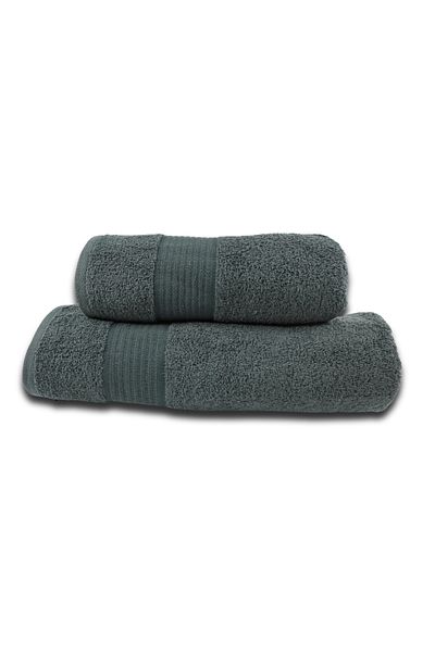 Class Home Collection Set of 2 absorbent towels, 100% Cotton, 480 gsm, 50x100 cm + 70x140 cm, Hermagoras, Anthracite