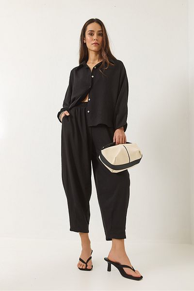 Bianco Lucci Women's Bat Sleeve Shirt Eliza Alt-Top Set with Baggy Pants 60283132