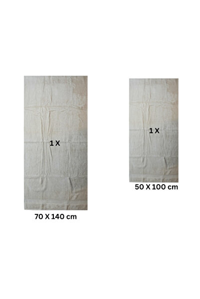 Class Home Collection Set of 2 absorbent towels, 100% MicroCotton, 430 gsm density, 50x100 cm + 70x140 cm, Nicander, Ecru