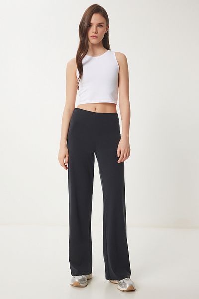 Lovelyİstanbul Φαρδύ πόδι Modal Sweatpants, Μαύρο LUB0093