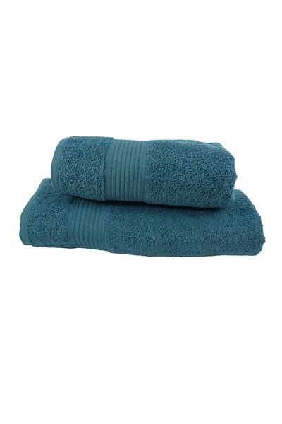Class Home Collection Set of 2 absorbent towels, 100% Cotton, 480 gsm density, 50x100 cm + 70x140 cm, Hermagoras, Petrol