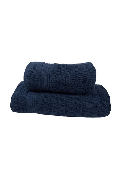Class Home Collection Set 2 prosoape absorbante, 100% bumbac Jacquard, 530 g/m², 50x100 cm + 70x140 cm, Phrixus, Navy