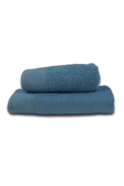 Class Home Collection Set 2 prosoape foarte absorbante, 100% bumbac, 480 g/m², 50x100 cm + 70x140 cm, Nicodemus, Ice Blue