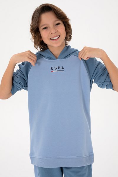 U.S. Polo Assn. Boy's Light Blue Hooded Sweatshirt 50293495 -Vr003