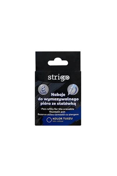 Strigo Set of 5 Blue Ink Pen Refills with Eraser
