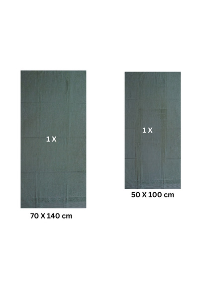 Class Home Collection Set of 2 absorbent towels, 100% Jacquard Cotton, 500 gsm density, 50x100cm + 70x140 cm, Linos, Green