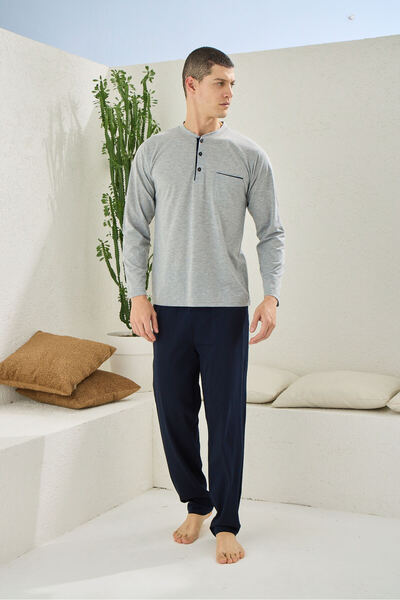 KLY Чоловічий бавовняний піжамний комплект великого розміру Battal