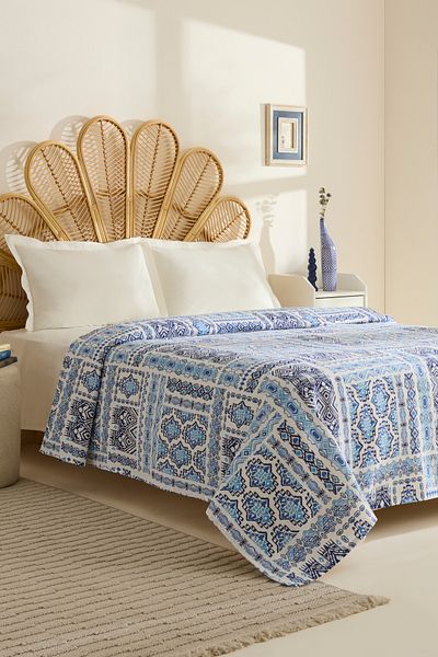 Karaca Home Lunara 100% Cotton Double Single Pique Blue