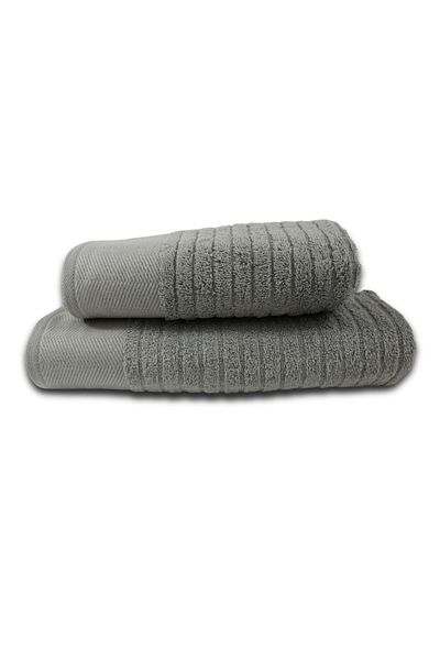 Class Home Collection Set of 2 absorbent towels, 100% Jacquard Cotton, 540 gsm, 50x100 cm + 70x140 cm, Scipio, Grey