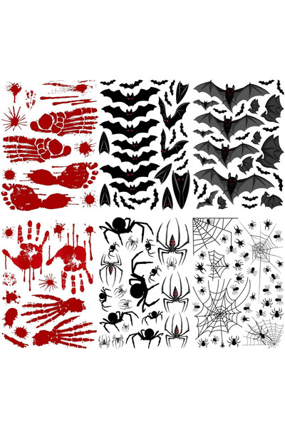 CYOUNG Set de 6 foi cu stickere pentru Halloween CYOUNG, PVC, negru/rosu