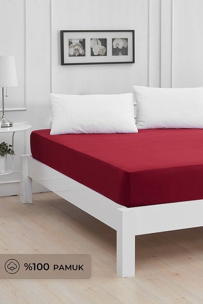 Mislina Home Roza Baby dětské elastické česané bavlněné prostěradlo Claret Red