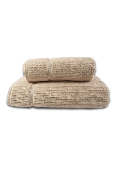 Class Home Collection Set of 2 absorbenttowels, 100% Cotton Jacquard, 530 gsm density, 50x100 cm + 70x140 cm, Ikaros, Ecru