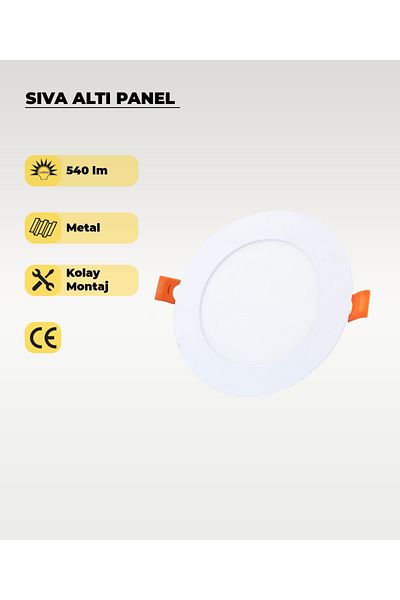 AC AYDINLATMA 6W Slim Fit Round Led Panel - White Light, 2 Pieces