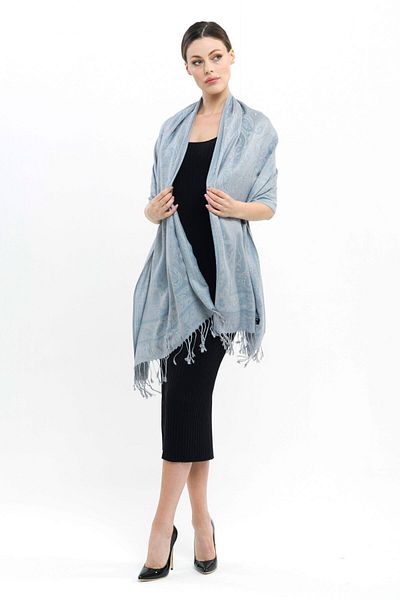 K&B PASHMINA Shawl - Gray - Polyester Free