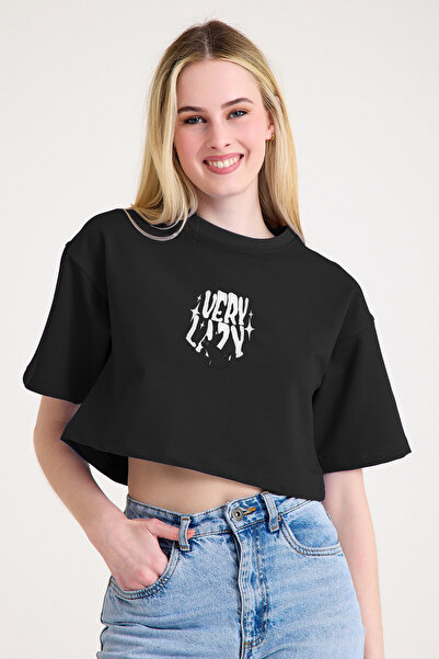 LUCKYPORT المحاصيل فضفاضة الصيف النسيج المضادة للعرق القطن الأسود المرأة المحاصيل |   القطة الكسولة