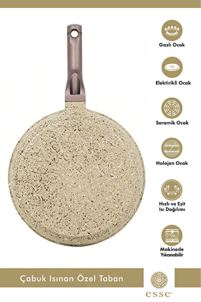 Esse Granit Döküm 3'lü Tava Seti Krem 20 Cm/24 Cm/28 Cm E505