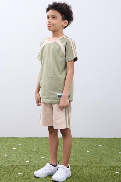 Perendi Σορτς για αγόρι - Χακί T-Shirt & Stone Shorts Καλοκαιρινό Σετ