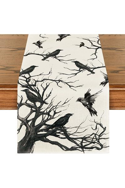 Artoid Artoid tablecloth, polyester, white/black, 40 x 140 cm