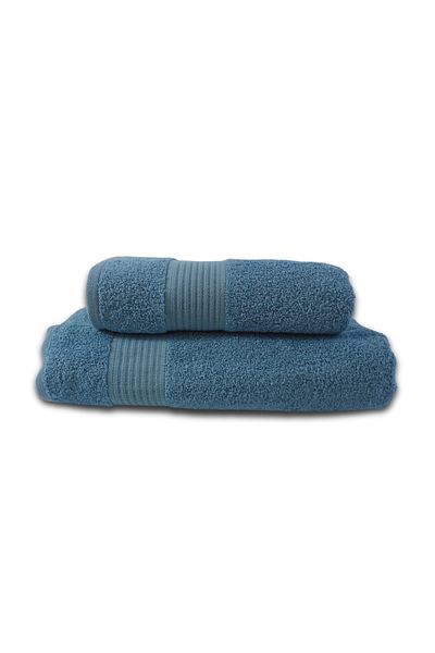 Class Home Collection Set 2 prosoape absorbante, 100% bumbac, densitate 480 g/m², 50x100 cm + 70x140 cm, Hermagoras, Ice Blue