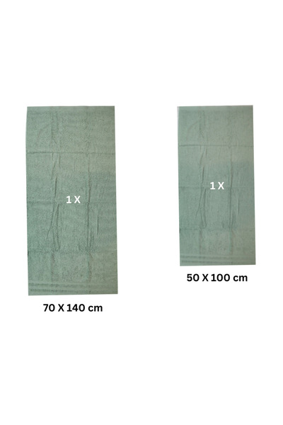 Class Home Collection Set of 2 highly absorbent towels, 100% Jacquard Cotton, 500 gsm, 50x100cm + 70x140 cm, Audo, Green