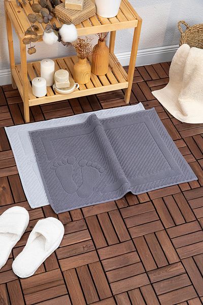 FAVORA Leoline 100% Cotton Premium 2-Piece Foot Towel - Gray - Anthracite