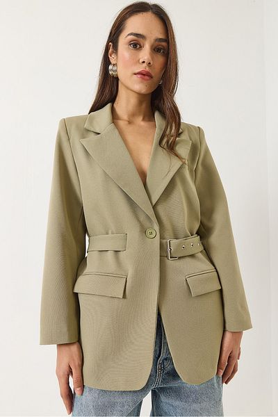 Bianco Lucci Women's Belt Detailed Lined Blazer Jacket 8132 60283134