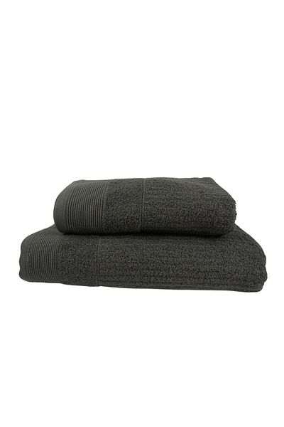 Class Home Collection Set of 2 highly absorbent towels, 100% Jacquard Cotton,500 gsm, 50x100 cm + 70x140 cm, Linos, Gray