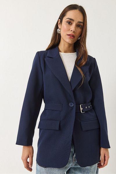 Bianco Lucci Women's Belt Detailed Lined Blazer Jacket 8132 60283134