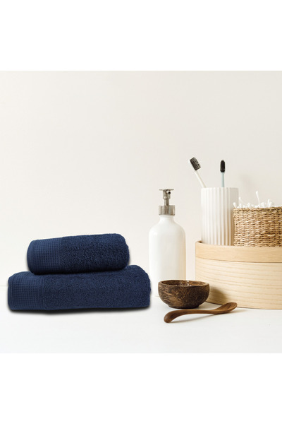 Class Home Collection Set of 2 Absorbent Towels, 100% Cotton, 480 gsm, 50x100 cm + 70x140 cm, Nicodemus, Navy