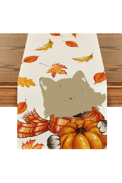 Artoid Artoid tablecloth, cat pattern, beige/orange, 40 x 300 cm